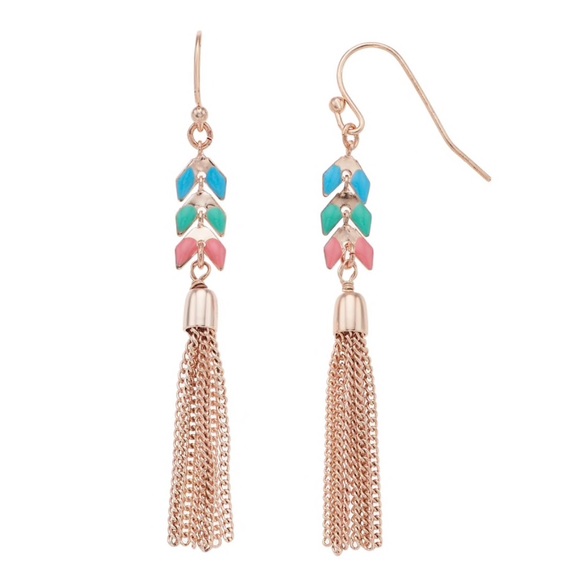 1 LEFT! Tassel Drop Boho Earrings Colorful LC - Picture 3 of 6